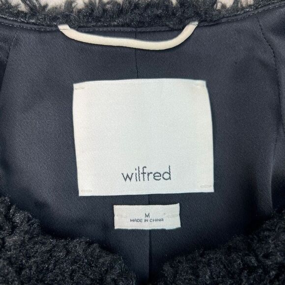 Aritzia Wilfred Black Laboratoire Fuzzy Teddy Sherpa Coat Womens Size Medium - Picture 3 of 11